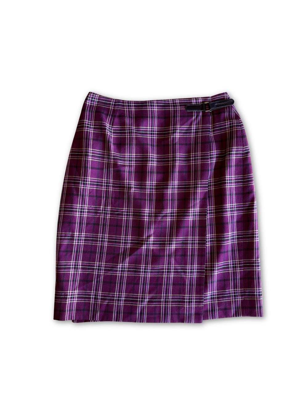 Vintage Whimsygoth Charter Club Purple Plaid Wool Blend Midi Skirt